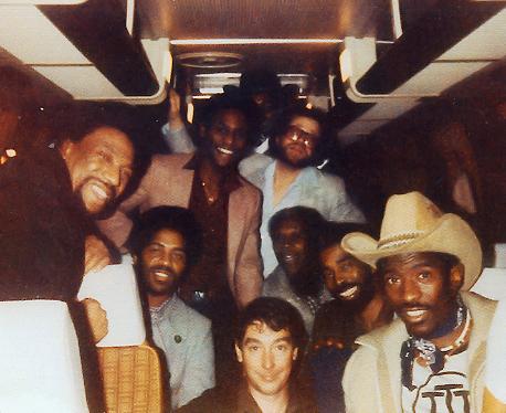 David Weston (third from the left) on the James Brown Tour Bus.
